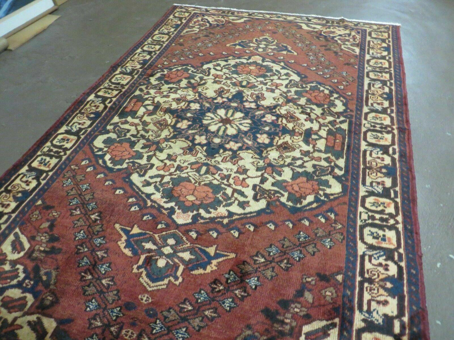 Antique Turkish Medallion Wool Rug Handmade 4x7 Vegetable Dye