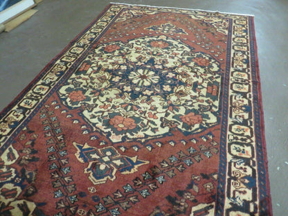 Antique Turkish Medallion Wool Rug Handmade 4x7 Vegetable Dye