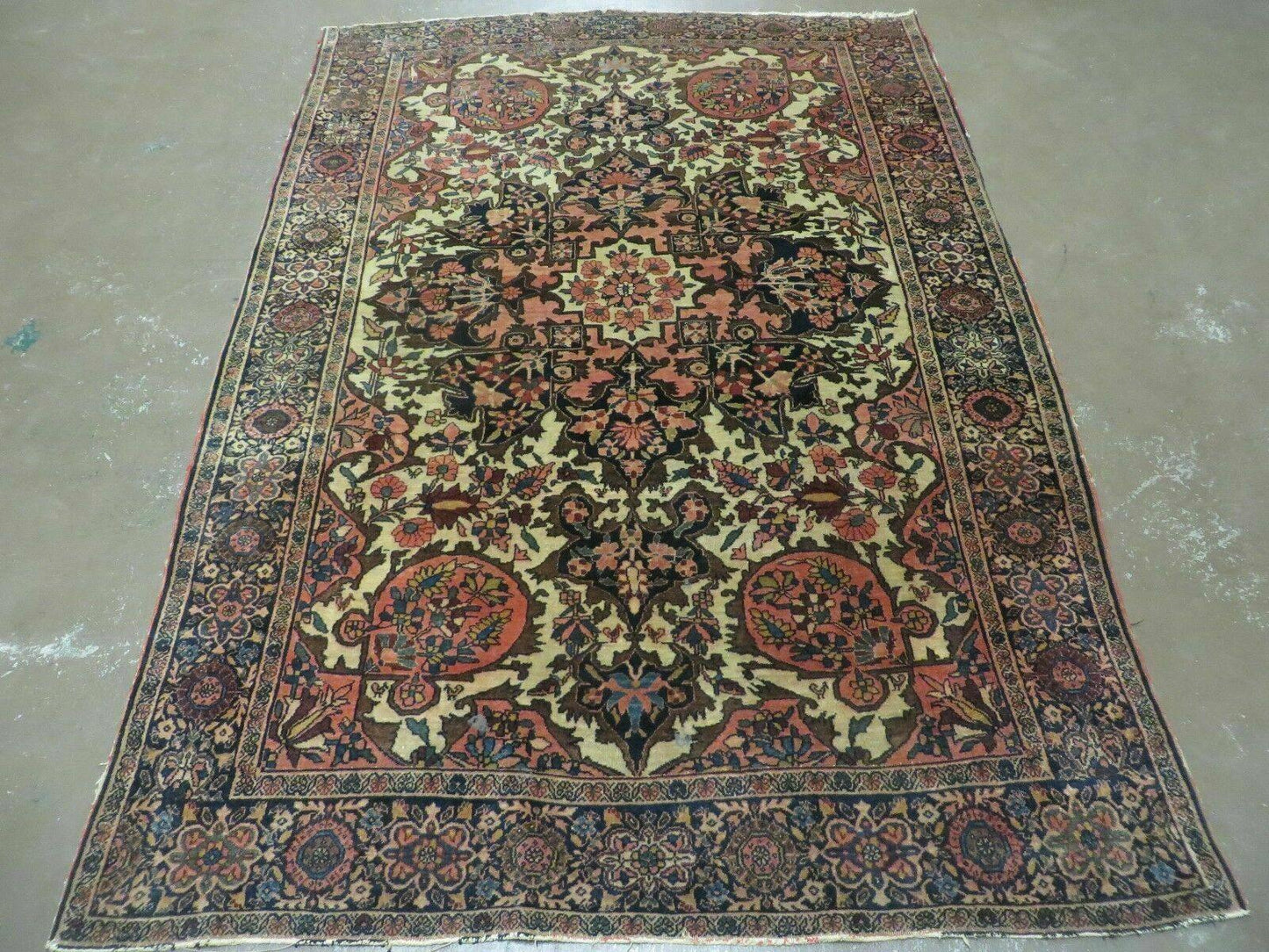 Antique Handmade Indian Floral Oriental Wool Rug 4x6 Feet
