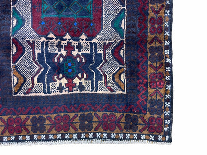 Baluchi Rug 3x5 Vintage Handmade Hand Knotted Afghan Area Rug