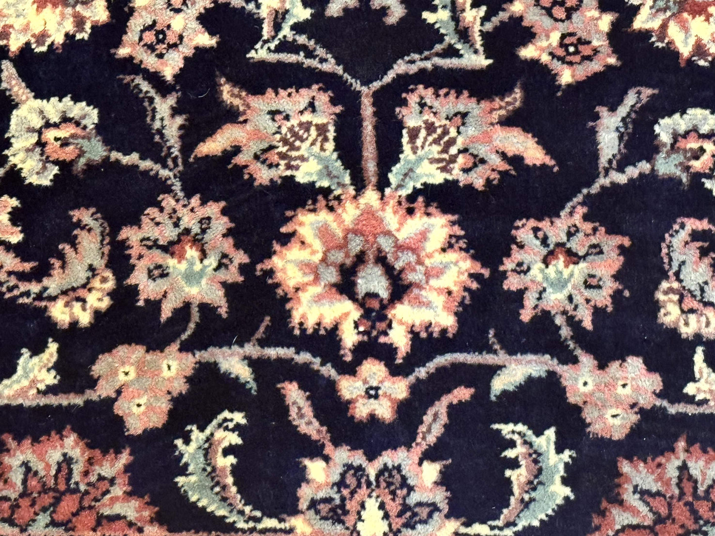 Sino Persian Rug 4x6 Navy Blue Cream Floral Oriental Carpet Handmade Wool