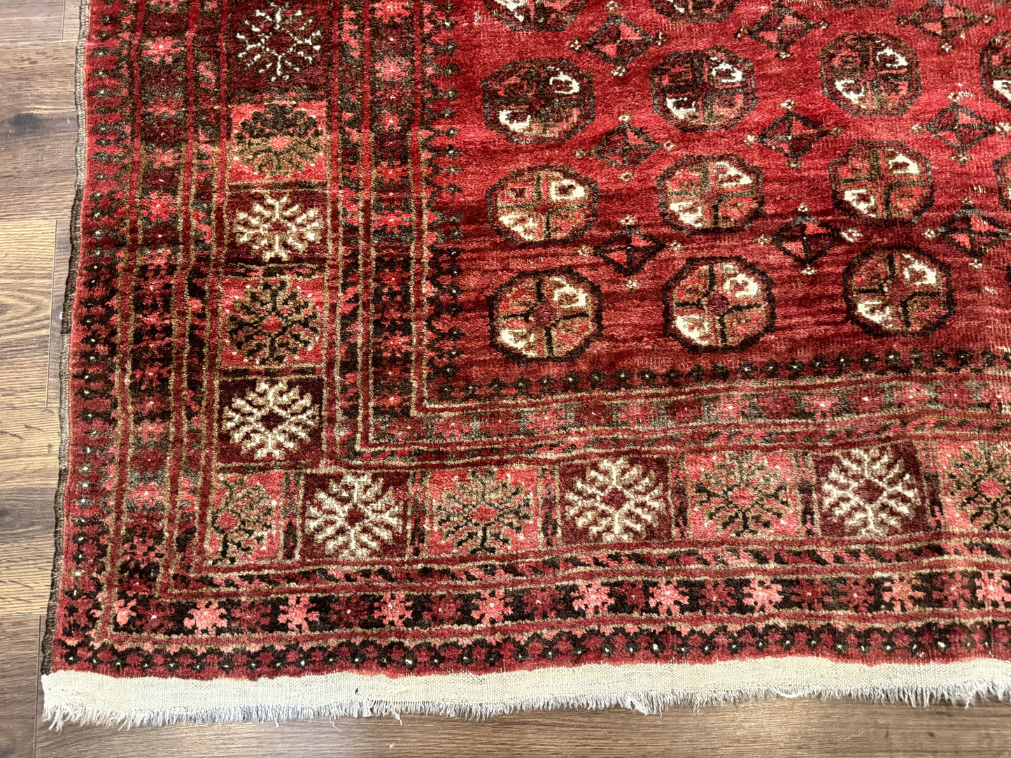 Antique Persian Turkoman Rug 5x6, Red
