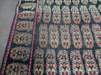 Antique Karabagh Caucasian Rug Handmade Wool Paisley Design 4x9 Vintage Carpet 1880s