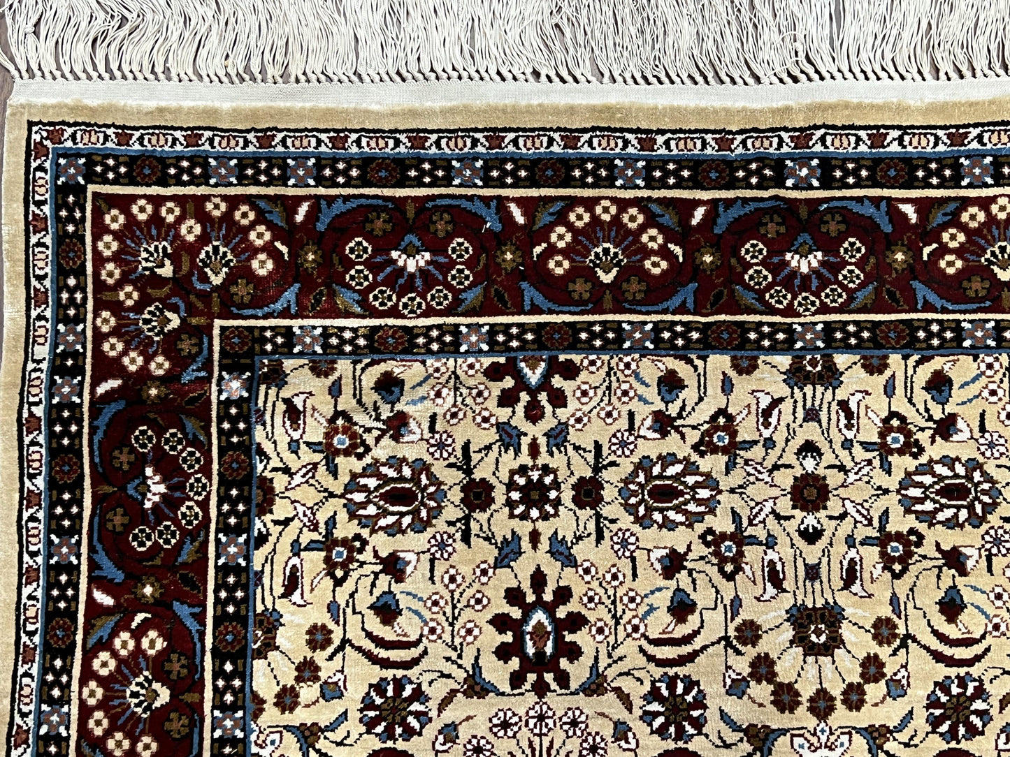 Sino Persian Silk Rug 3x5 Handmade Vintage Silk Carpet With Allover Motif