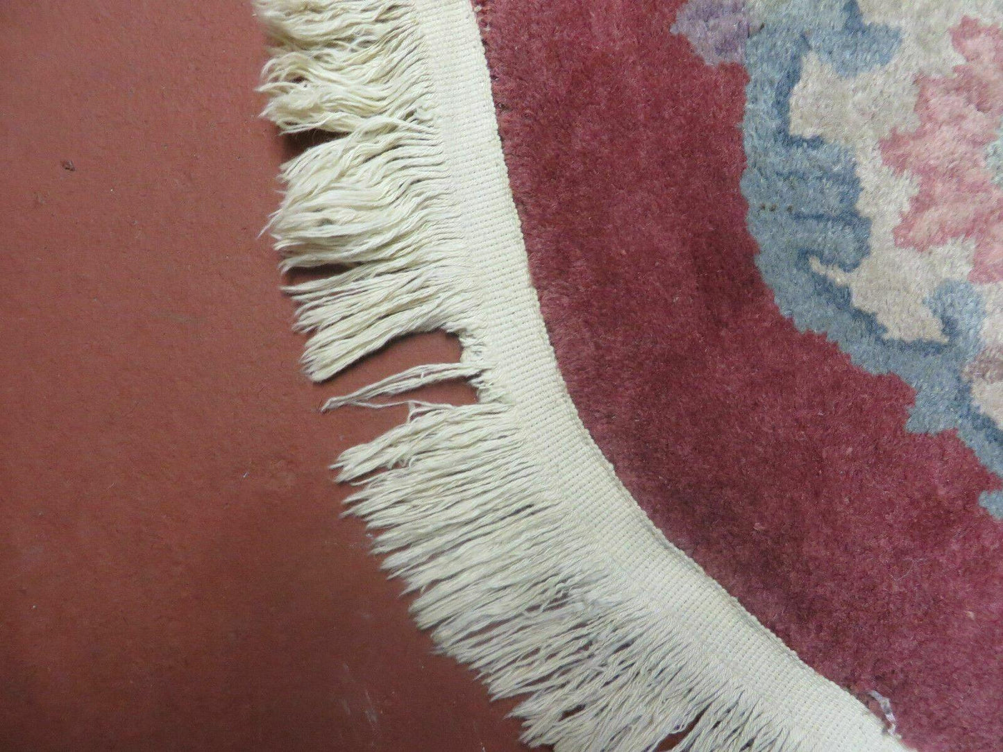 Oval Chinese Art Deco Rug 3x5 Vintage Wool Carpet Hand Knotted 1960s