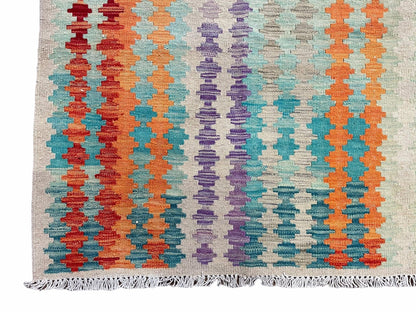 Colorful Kilim Rug 6x8 Turkish Flat Weave Wool Kilim Handmade Anatolian