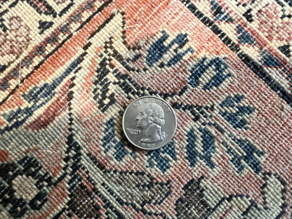 Antique Persian Sarouk Rug 4x7, Hand Knotted Wool Red Persian Carpet, Floral, Fine 300 KPSI