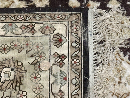 Indian Kashmiri Silk Rug 10x14, Floral Medallion