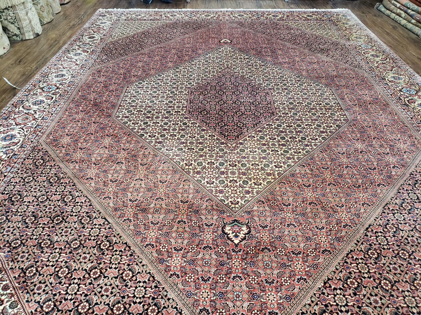 Persian Bijar Rug 8x11 With Herati Mahi Pattern Handwoven Wool