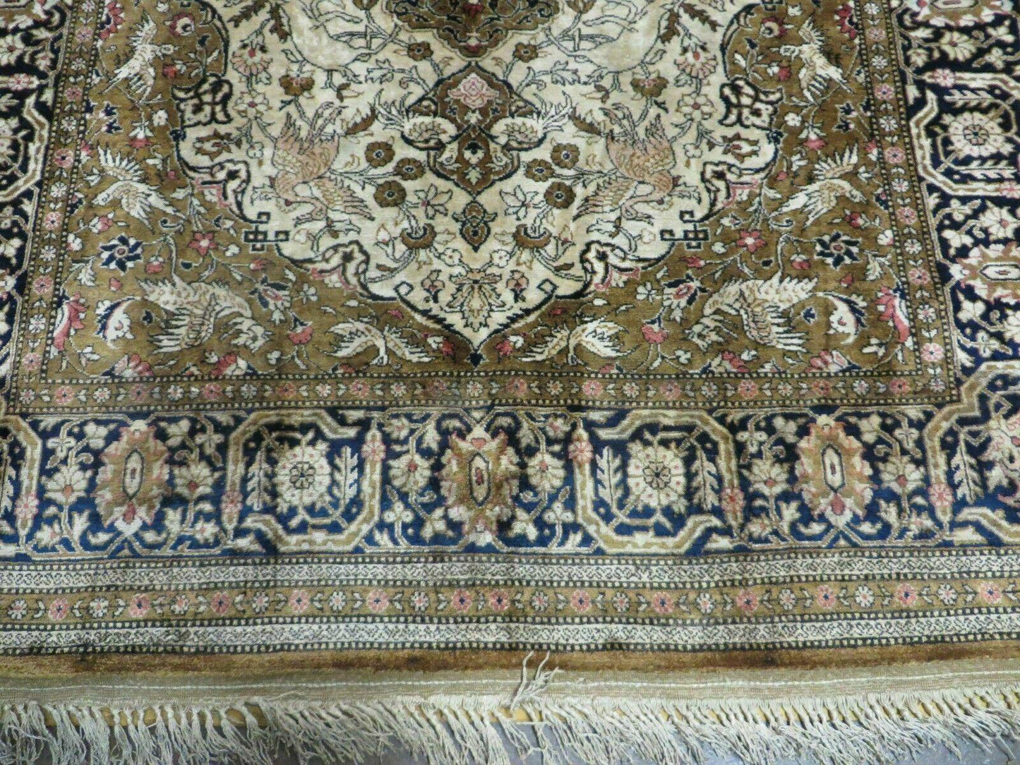 Handmade Chinese Silk Rug Deer And Birds Hand Knotted One Of A Kind 3 By 5