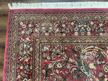 Sino Persian Rug 9x12 Hand Knotted Wool Floral Allover Rose Red 290 KPSI