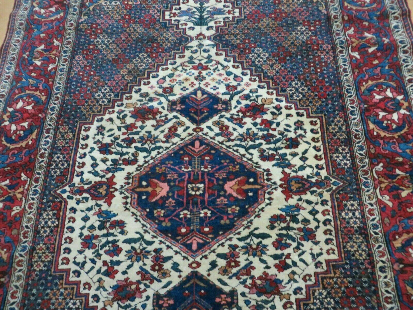 Turkish Floral Oriental Medallion Wool Rug 4x7 Vintage Handmade Vegetable Dye