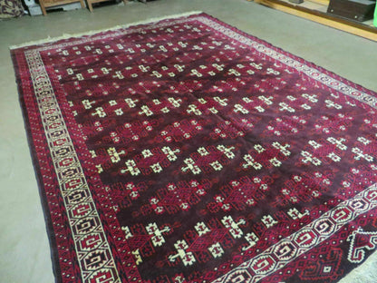 Yamud Turkoman Wool Rug Antique 7x10 Hand Knotted Full Pile
