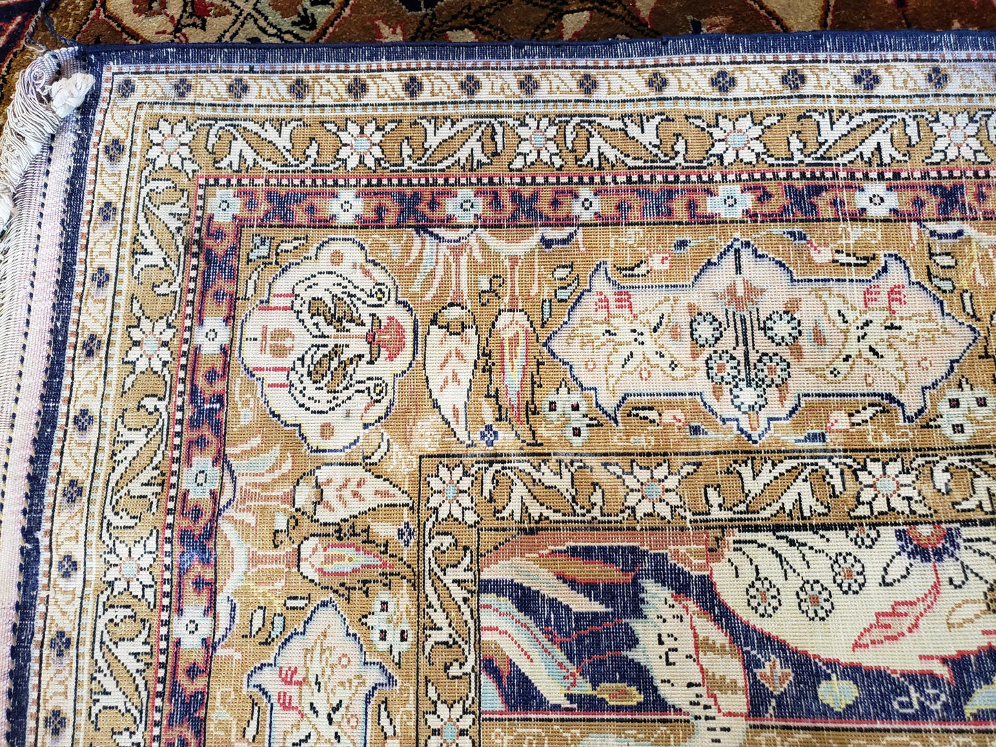 Semi Antique Persian Qum Silk Prayer Rug, Silk, Hand-Knotted, 3'6" x 5'