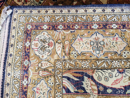 Semi Antique Persian Qum Silk Prayer Rug, Silk, Hand-Knotted, 3'6" x 5'