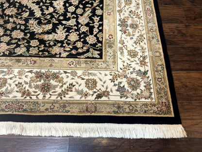 Sino Persian Rug 9x12, Floral Medallion, Black and Ivory, Elegant