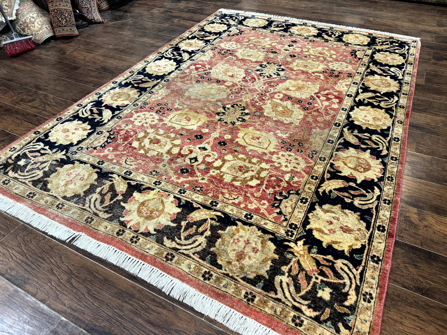 Indian Agra Rug 6x9, Allover Pattern, Traditional Wool Oriental Carpet