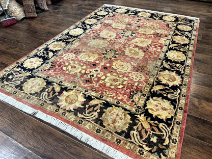 Indian Agra Rug 6x9, Allover Pattern, Traditional Wool Oriental Carpet