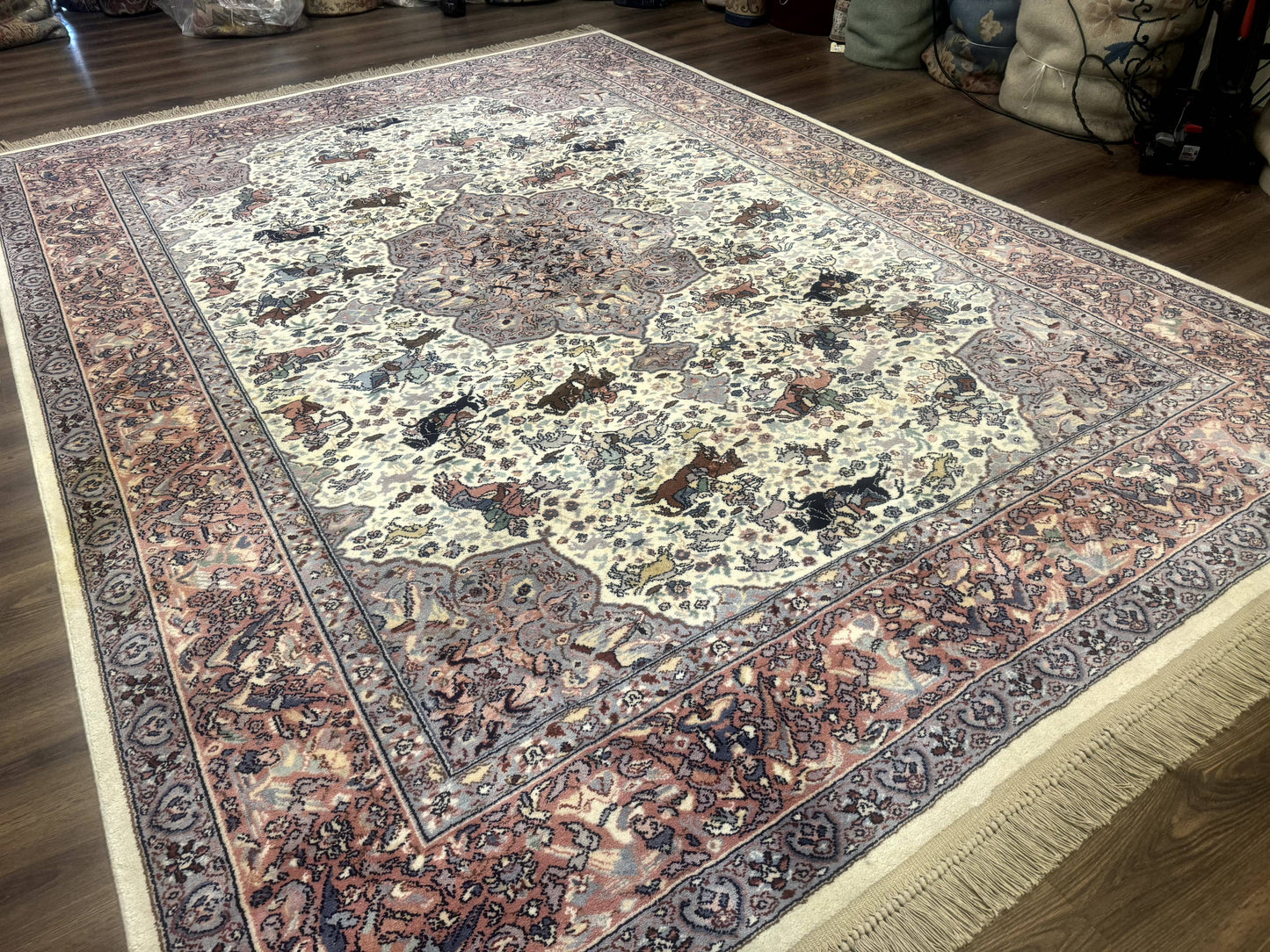 Karastan Ivory Hunting Rug 8 8 By 12 Vintage Wool Discontinued Original 700 Series Rare