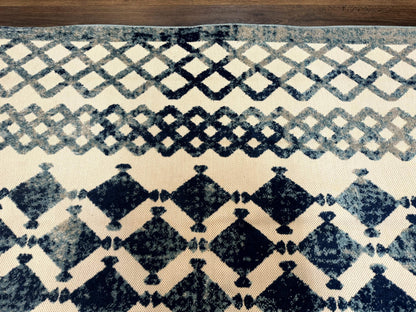 Modern Rug 8x10 Abstract Wool Turkish Area Rug In Oat And Blue Raised Pattern