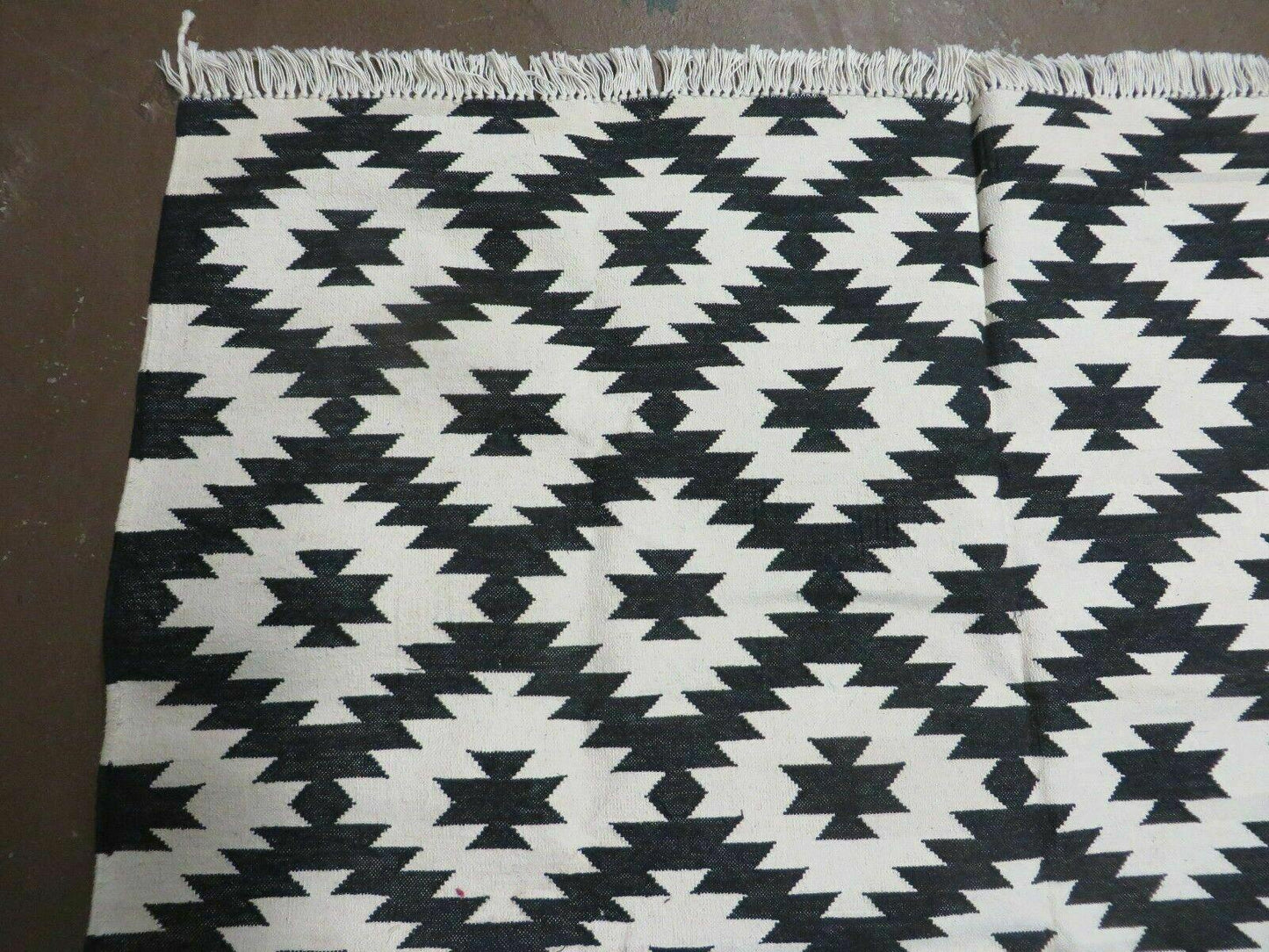 Hand Woven Wool Rug 4 Ft By 6 Ft Kilim Dhurrie Modern Oriental Area Rug Reversible