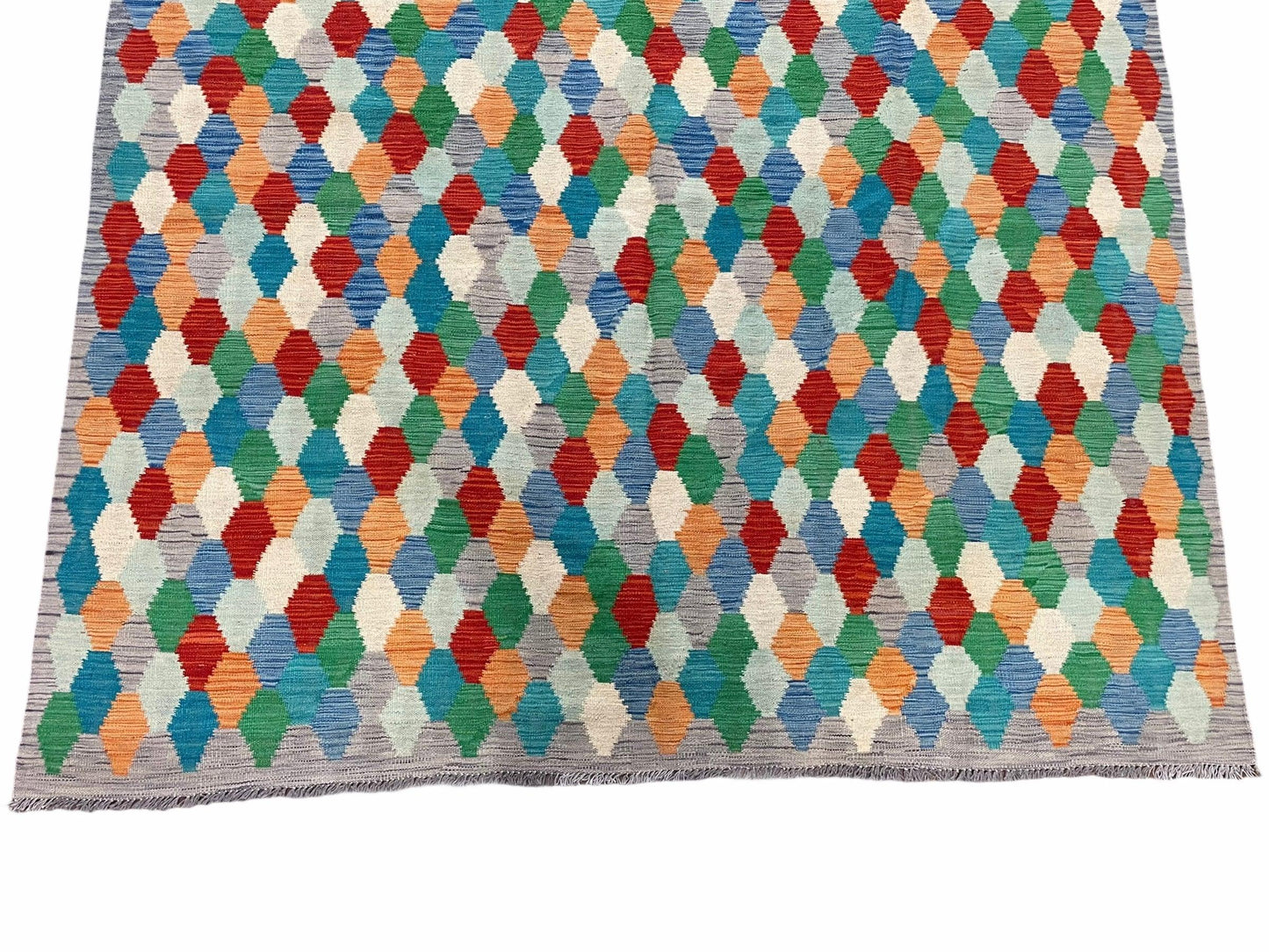 Colorful Chobi Kilim Rug 6x9 Handmade Wool Area Rug For Playrooms