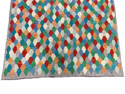 Colorful Chobi Kilim Rug 6x9 Handmade Wool Area Rug For Playrooms