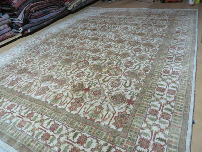 Handmade Wool Rug 8Ft 5In By 11Ft 8In Agra Floral Oriental Tea Washed