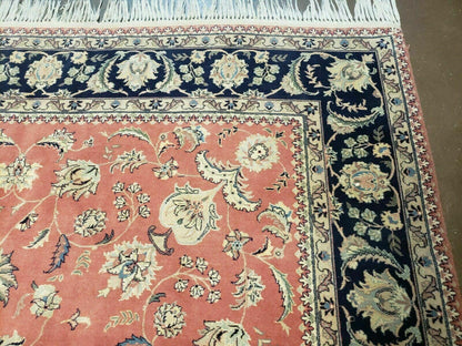 Vintage Oriental Floral Handmade Wool Rug 6x9 Feet With Vegetable Dyes Red