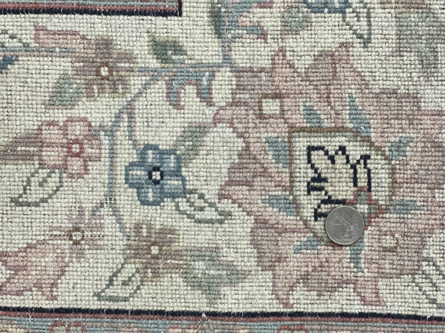 Indo Persian Rug 9x12 Wool Handmade Floral Allover Navy Ivory Vintage Carpet