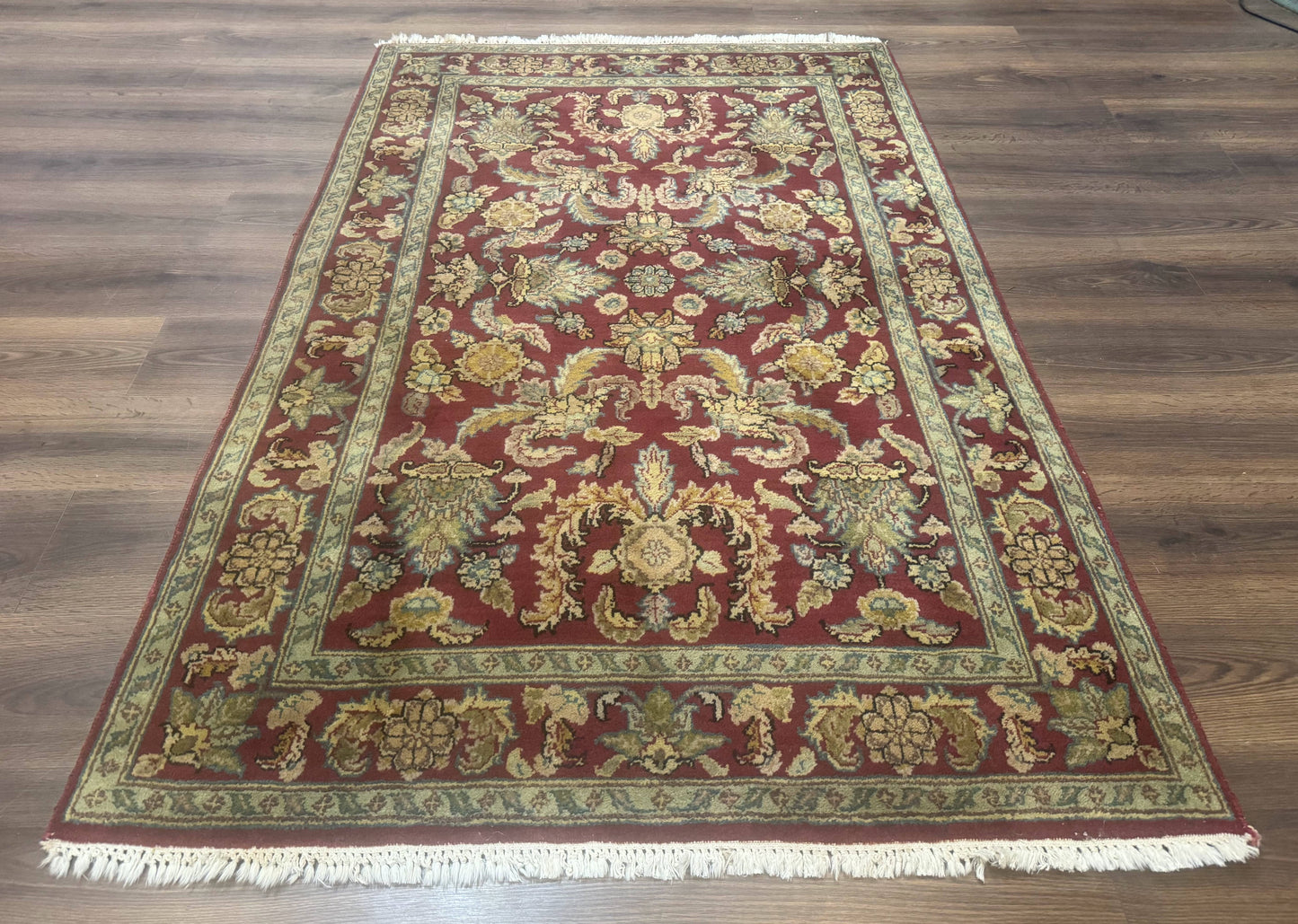 Indo Persian Mahal Rug 4x6, Floral Allover Pattern, Maroon