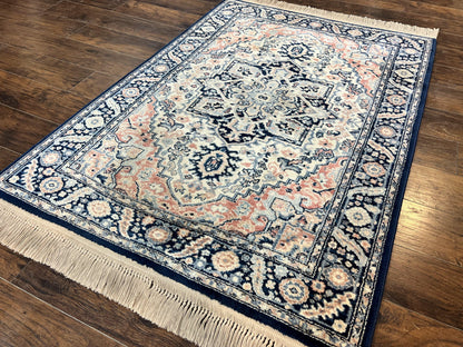 Karastan Blue Heriz Rug #748, Vintage Wool Karastan Carpet 4.3 x 6, Discontinued Original 700 Series Karastan Area Rug