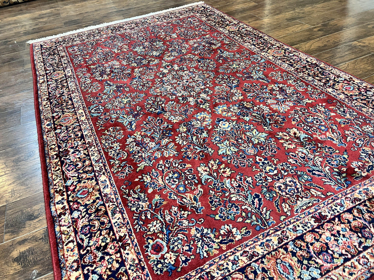 Karastan Rug 5.9 x 9 Red Sarouk #785, Wool Karastan Carpet, Original 700 Series, Vintage Karastan Oriental Rug Discontinued