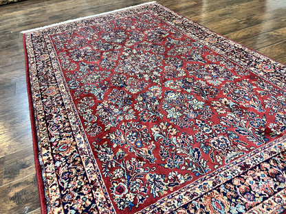 Karastan Rug 5.9 x 9 Red Sarouk #785, Wool Karastan Carpet, Original 700 Series, Vintage Karastan Oriental Rug Discontinued
