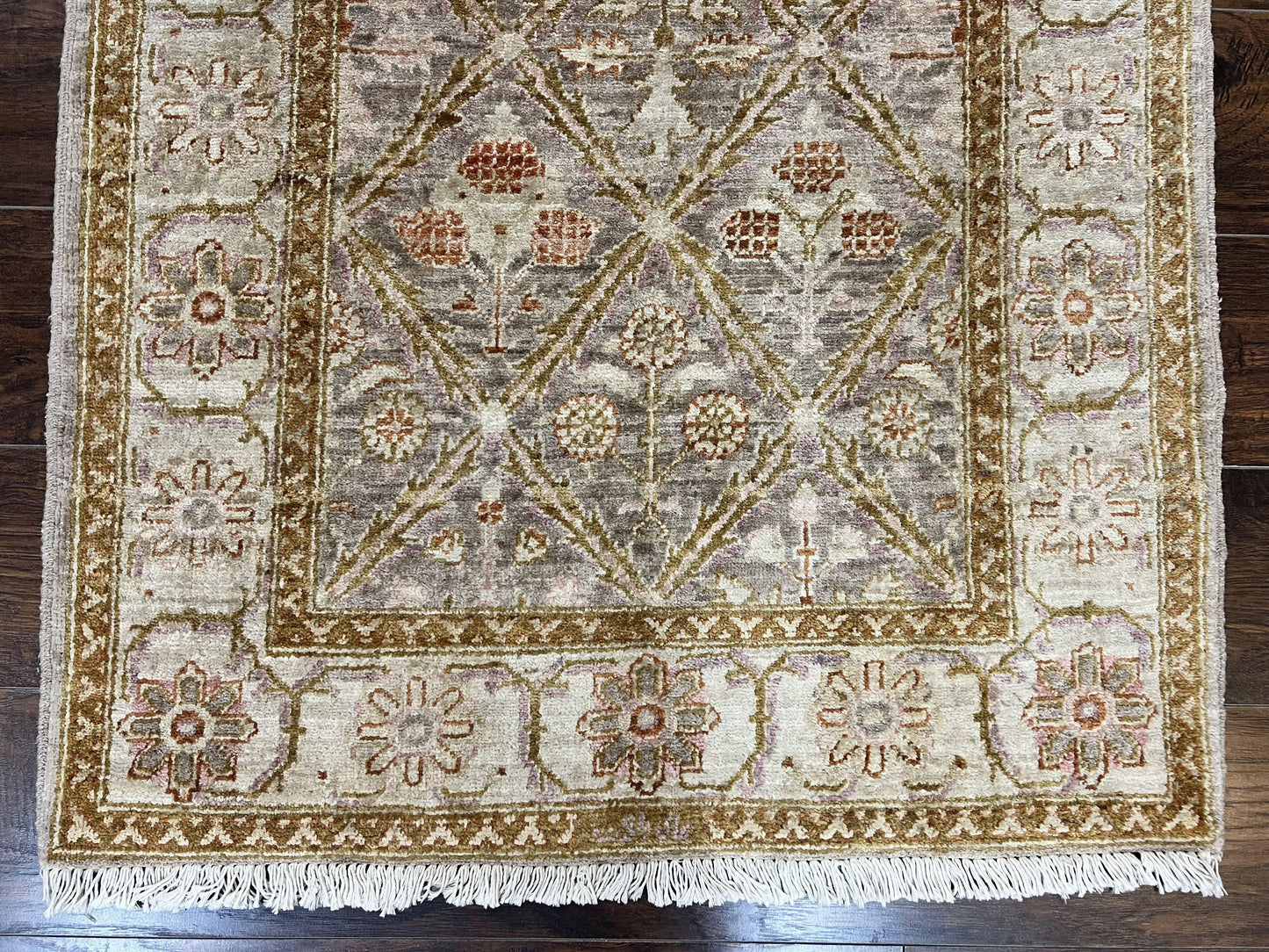 Pakistani Peshawar Rug 3x5, Safavieh Wool Handmade Hand Knotted Vintage Rug, Panel Design 3 x 5 Oriental Carpet