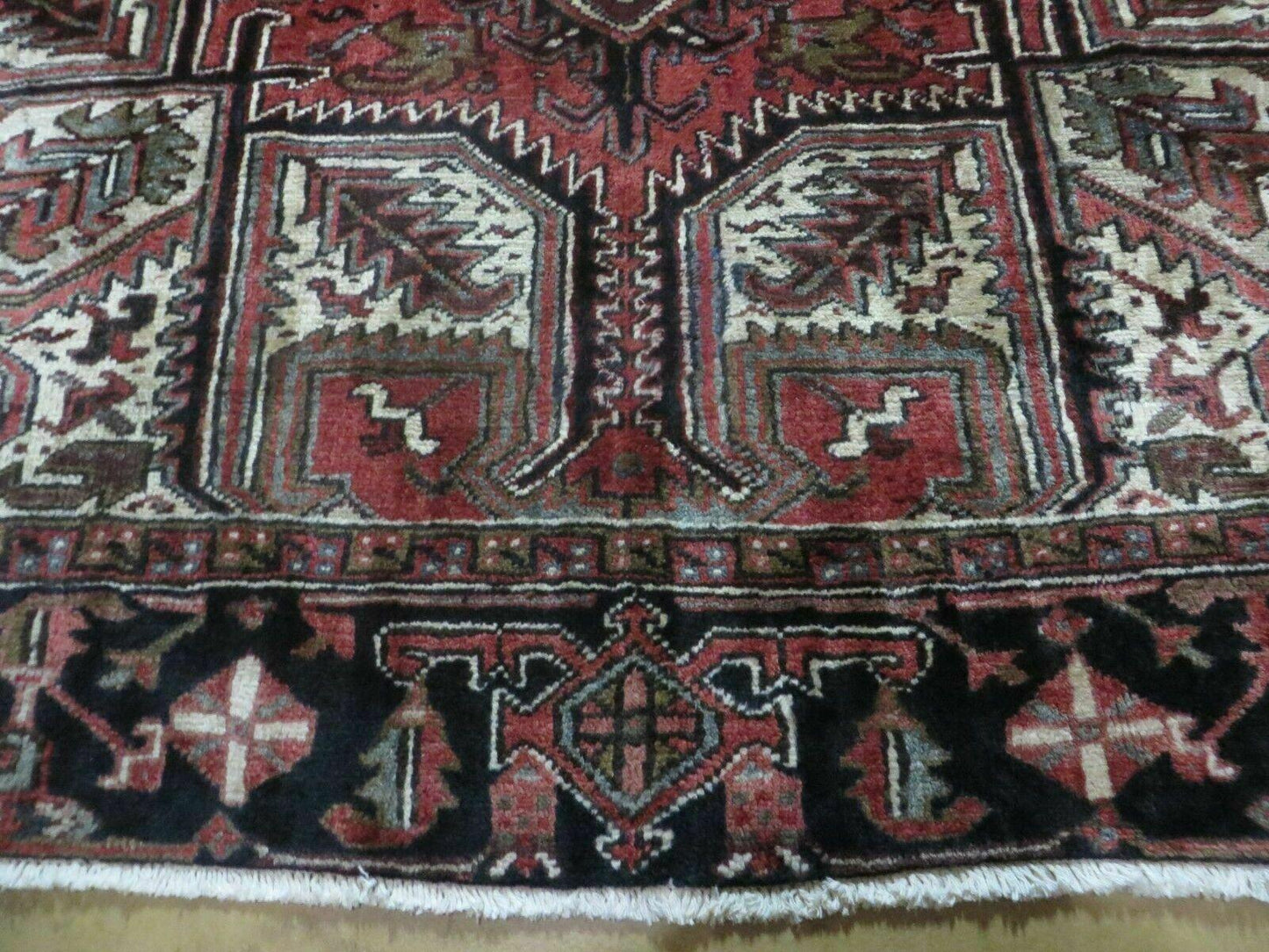 Persian Heriz Rug 8x12 Hand Knotted Wool Geometric Medallion Room Size Carpet