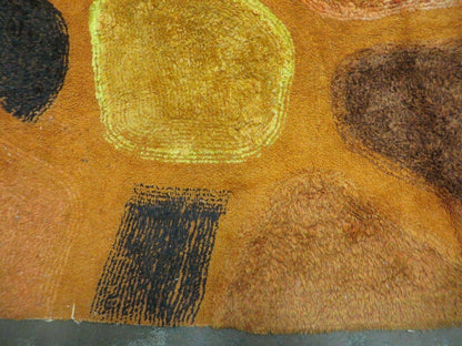 Handmade Wool Hooked Rug Abstract Modern Design 44 By 70 Inches From 1970s