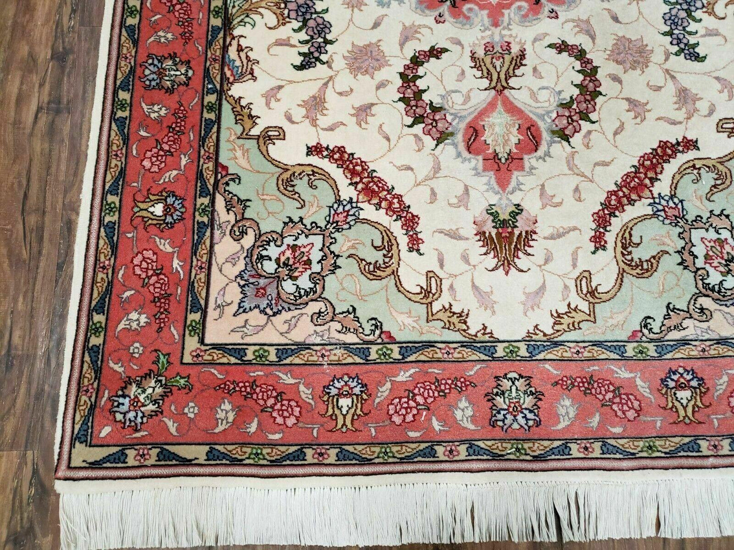 Turkish Rug Handmade Vintage Floral Oriental Wool 40 By 57 Inches