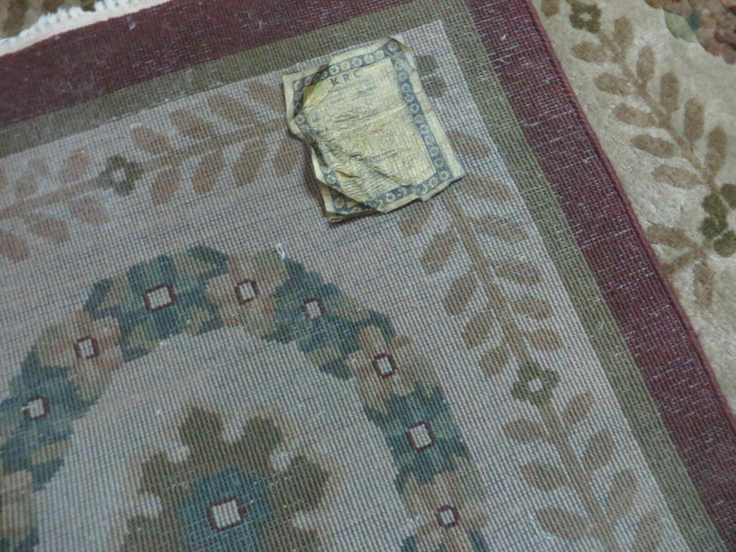 Handmade Wool Rug Indo Lahore 9x12 Modern Art Deco Olive Ivory