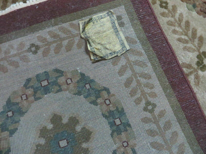 Handmade Wool Rug Indo Lahore 9x12 Modern Art Deco Olive Ivory