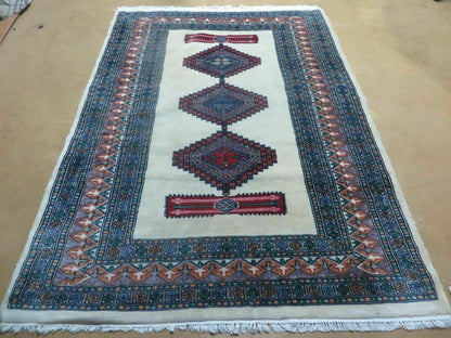 Bokhara Turkoman Rug Vintage Handmade 4x6 Pakistani Wool Carpet