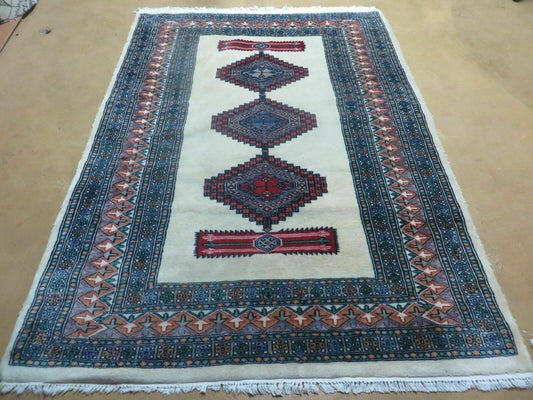 Bokhara Turkoman Rug Vintage Handmade 4x6 Pakistani Wool Carpet