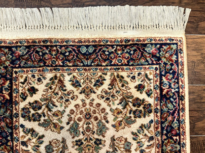 Karastan Rug 2.6 x 4, Karastan Ivory Sarouk #760, Vintage Wool Pile Small Karastan Carpet, Original Collection 700 Series Discontinued