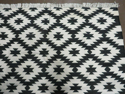 Hand Woven Wool Rug 4 Ft By 6 Ft Kilim Dhurrie Modern Oriental Area Rug Reversible