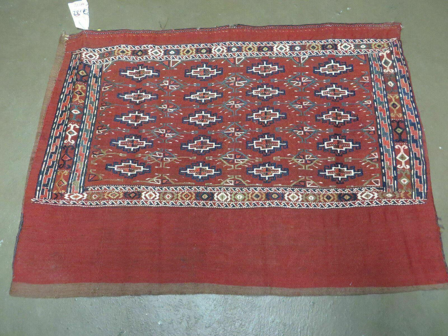Antique Bokhara Turkoman Soumak Wool Rug 45x32 Handmade Yomud Chuval