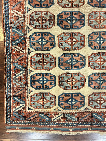 Turkish Kazak Rug 3x4 Wool Hand Knotted Vintage Carpet Geometric Tribal Motif