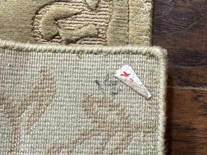 Tibetan Rug Modern 3.7 by 5.5 Hand Knotted Wool Silk Highlights