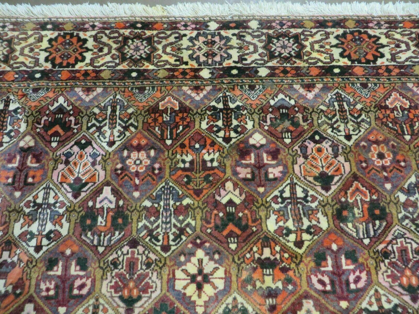 Antique Persian Bakhtiari Rug 7x10 - Multicolor Repeated Panel Design - Vegetable Dyed Rug - Hand Knotted Wool Room Sized Oriental Carpet 7 x 10 Rug