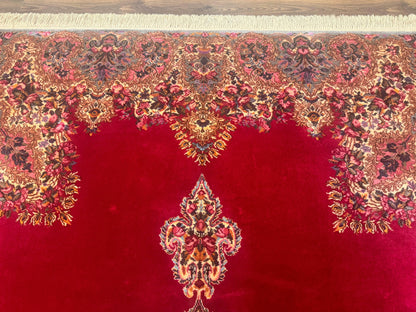 Karastan Kirman Rug 8.8x12 Red Medallion Wool Vintage Carpet