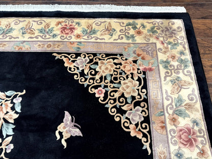 Chinese Wool Rug Hand Knotted Vintage Floral Medallion 9x12 Oriental Carpet